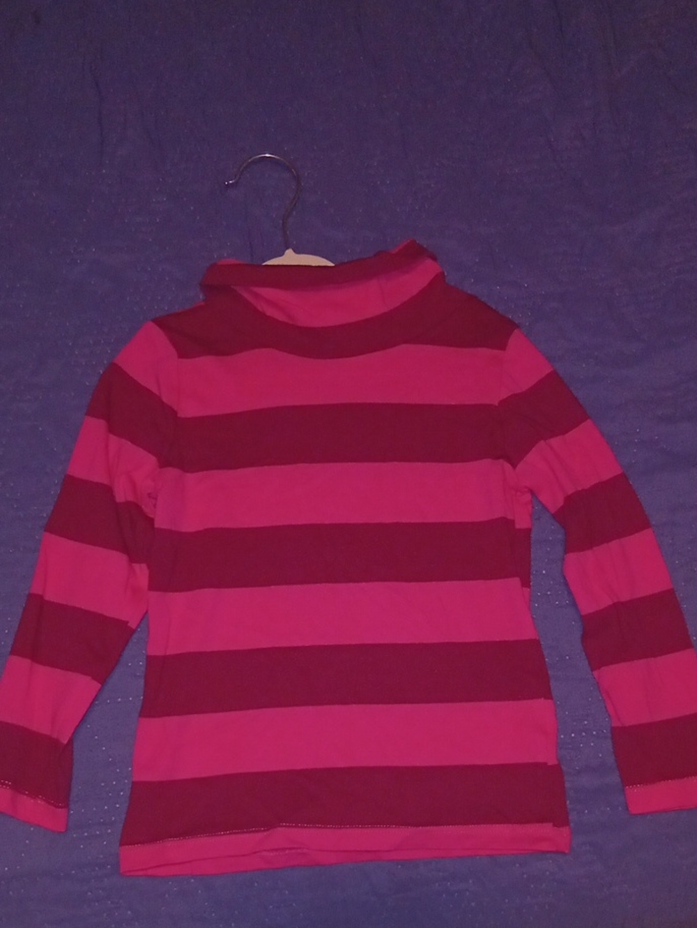 Boden Girls Long Sleeve Striped Turtleneck - Hot Pink & Burgundy